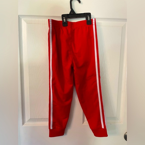Adidas Kids Red Joggers Size 5 with White Stripes Trainers Like new condition - Picture 5 of 5